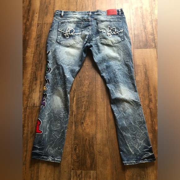 Mens Frost Originals Jeans 44 X 34” Baggy Distressed Unique Patches Rn96281 - Picture 13 of 16